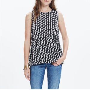 Madewell Bloomstamp Ruffle Peplum Tank XS